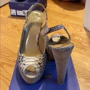 Stuart Weitzman snakeskin peep toe